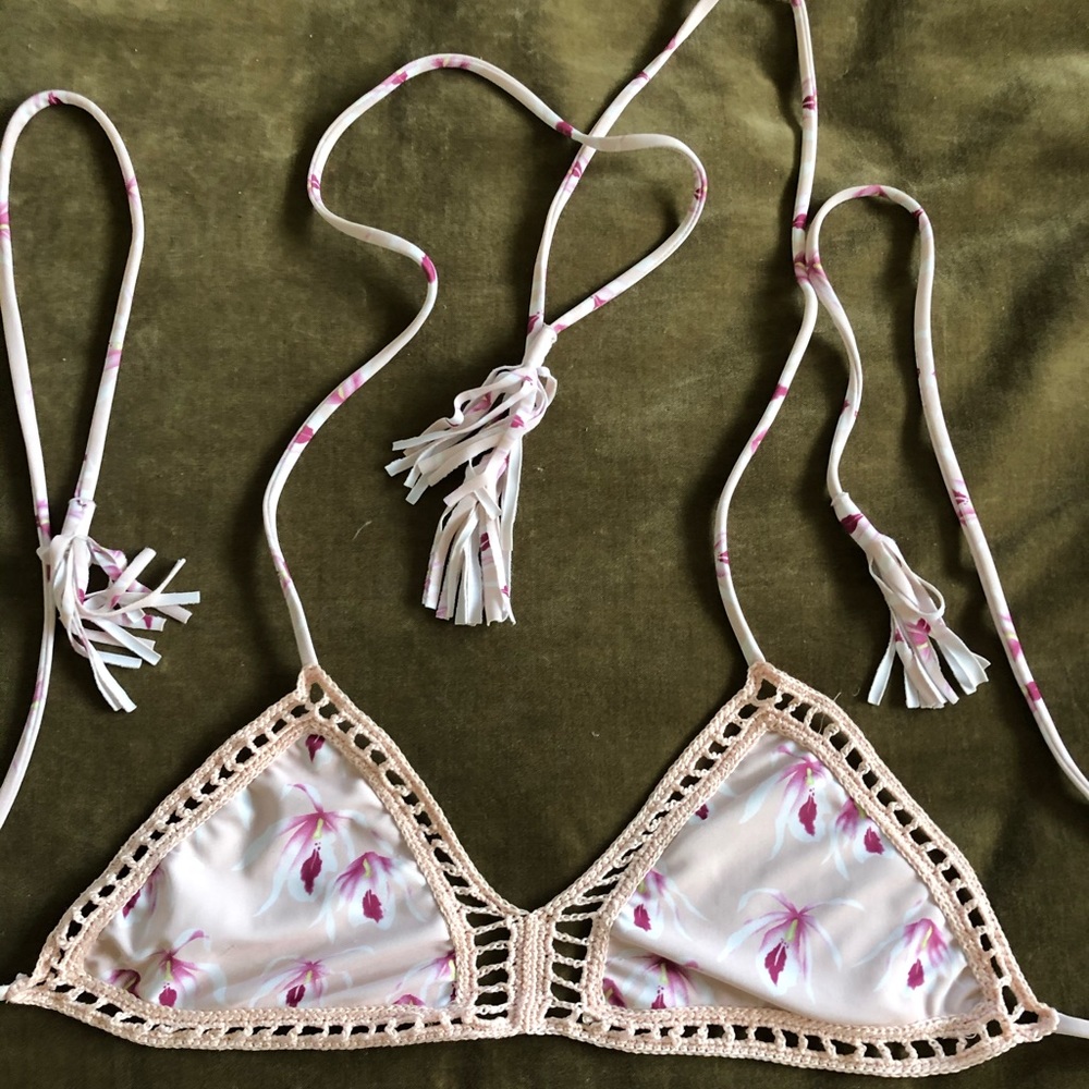 Acacia Pink Island Orchid Crochet Bikini Top